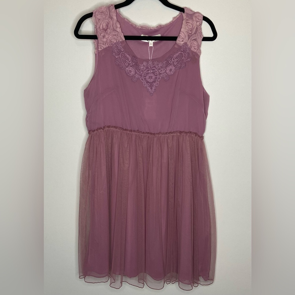 Pretty Angel NWT Tunic Top Size L Sleeveless Pink Lace Front